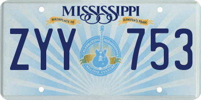 MS license plate ZYY753