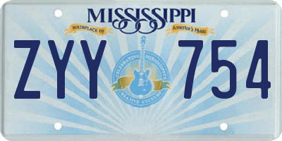 MS license plate ZYY754