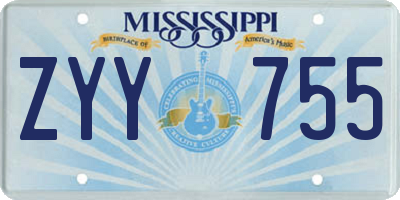 MS license plate ZYY755