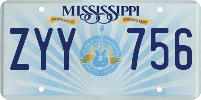MS license plate ZYY756