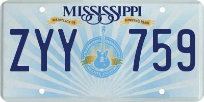 MS license plate ZYY759