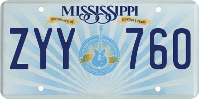 MS license plate ZYY760