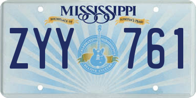 MS license plate ZYY761