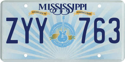 MS license plate ZYY763