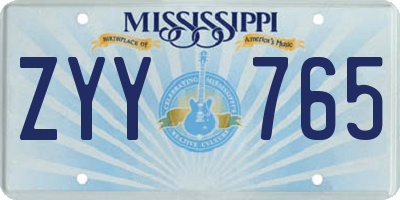MS license plate ZYY765