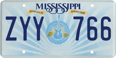 MS license plate ZYY766