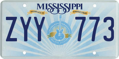 MS license plate ZYY773