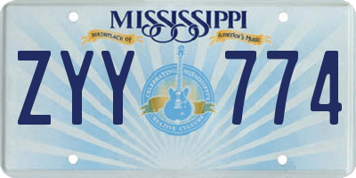 MS license plate ZYY774