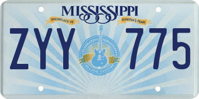 MS license plate ZYY775