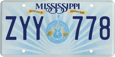 MS license plate ZYY778