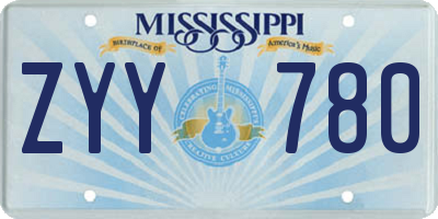 MS license plate ZYY780