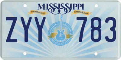 MS license plate ZYY783