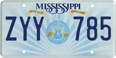 MS license plate ZYY785