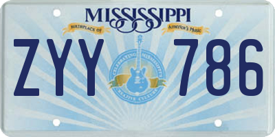 MS license plate ZYY786