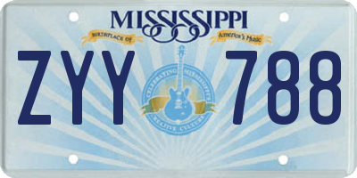 MS license plate ZYY788