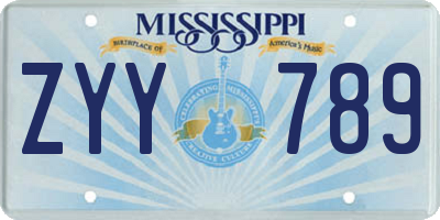 MS license plate ZYY789