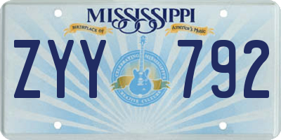 MS license plate ZYY792