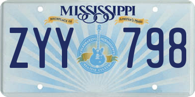 MS license plate ZYY798