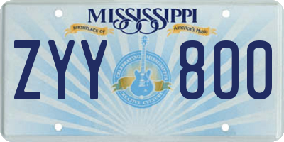 MS license plate ZYY800