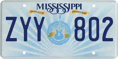 MS license plate ZYY802