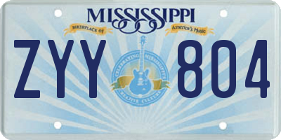 MS license plate ZYY804