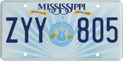 MS license plate ZYY805