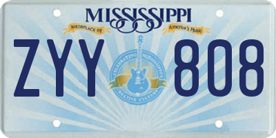 MS license plate ZYY808