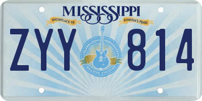 MS license plate ZYY814