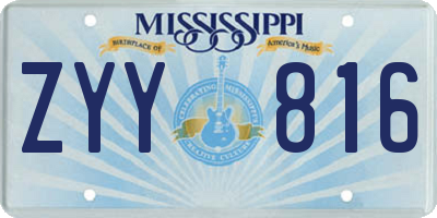 MS license plate ZYY816