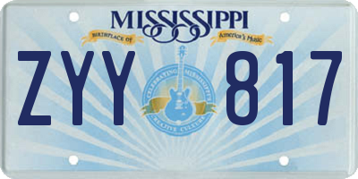 MS license plate ZYY817