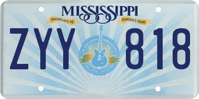 MS license plate ZYY818