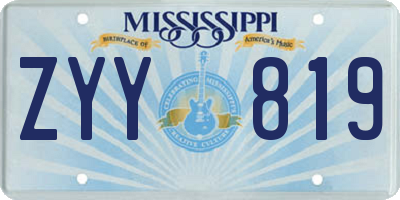 MS license plate ZYY819