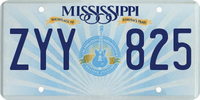 MS license plate ZYY825