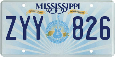 MS license plate ZYY826