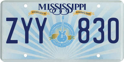 MS license plate ZYY830