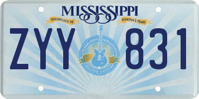 MS license plate ZYY831