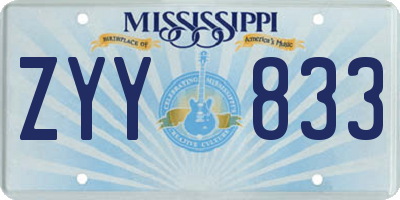 MS license plate ZYY833