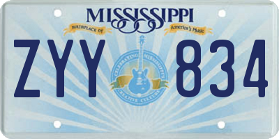 MS license plate ZYY834