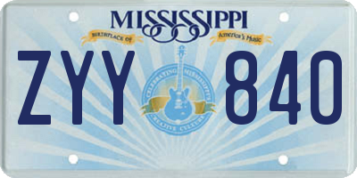 MS license plate ZYY840
