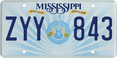 MS license plate ZYY843