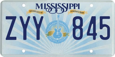 MS license plate ZYY845