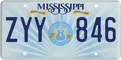 MS license plate ZYY846