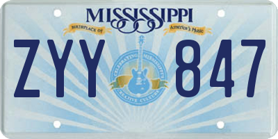 MS license plate ZYY847