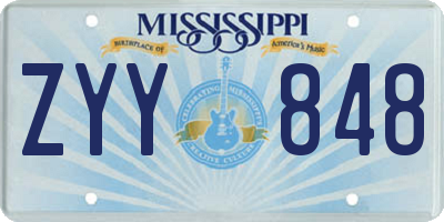 MS license plate ZYY848