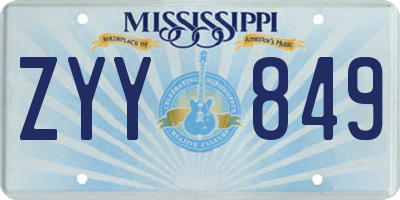 MS license plate ZYY849