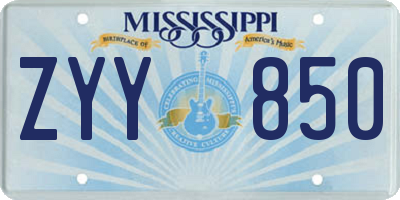 MS license plate ZYY850