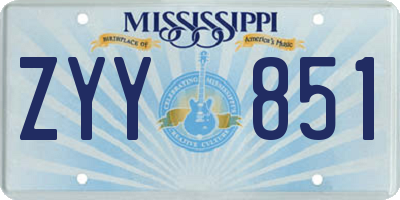 MS license plate ZYY851