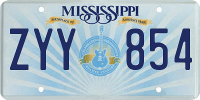 MS license plate ZYY854