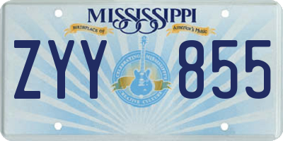 MS license plate ZYY855