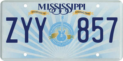 MS license plate ZYY857